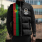 Personalized Burkina Faso Striped Sleeveless Puffer Jacket African Mud Cloth Pattern - Black
