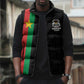 Personalized Burkina Faso Striped Sleeveless Puffer Jacket African Mud Cloth Pattern - Black