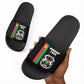 Burkina Faso Striped Slide Sandals African Mud Cloth Pattern - Black