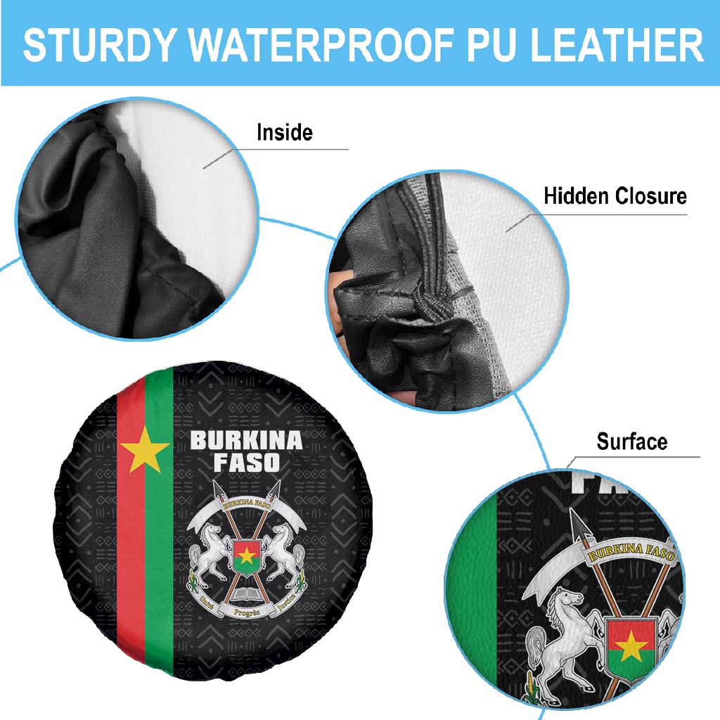 Burkina Faso Spare Tire Cover Striped Black - Bogolan Pattern - African Pride