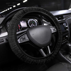 Burkina Faso Steering Wheel Cover Striped Black - Bogolan Pattern - African Pride