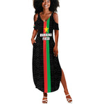 Personalized Burkina Faso Summer Maxi Dress Striped Black - Bogolan Pattern - African Pride