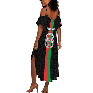 Personalized Burkina Faso Summer Maxi Dress Striped Black - Bogolan Pattern - African Pride