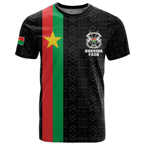 Personalized Burkina Faso T shirt Striped Black - Bogolan Pattern - African Pride