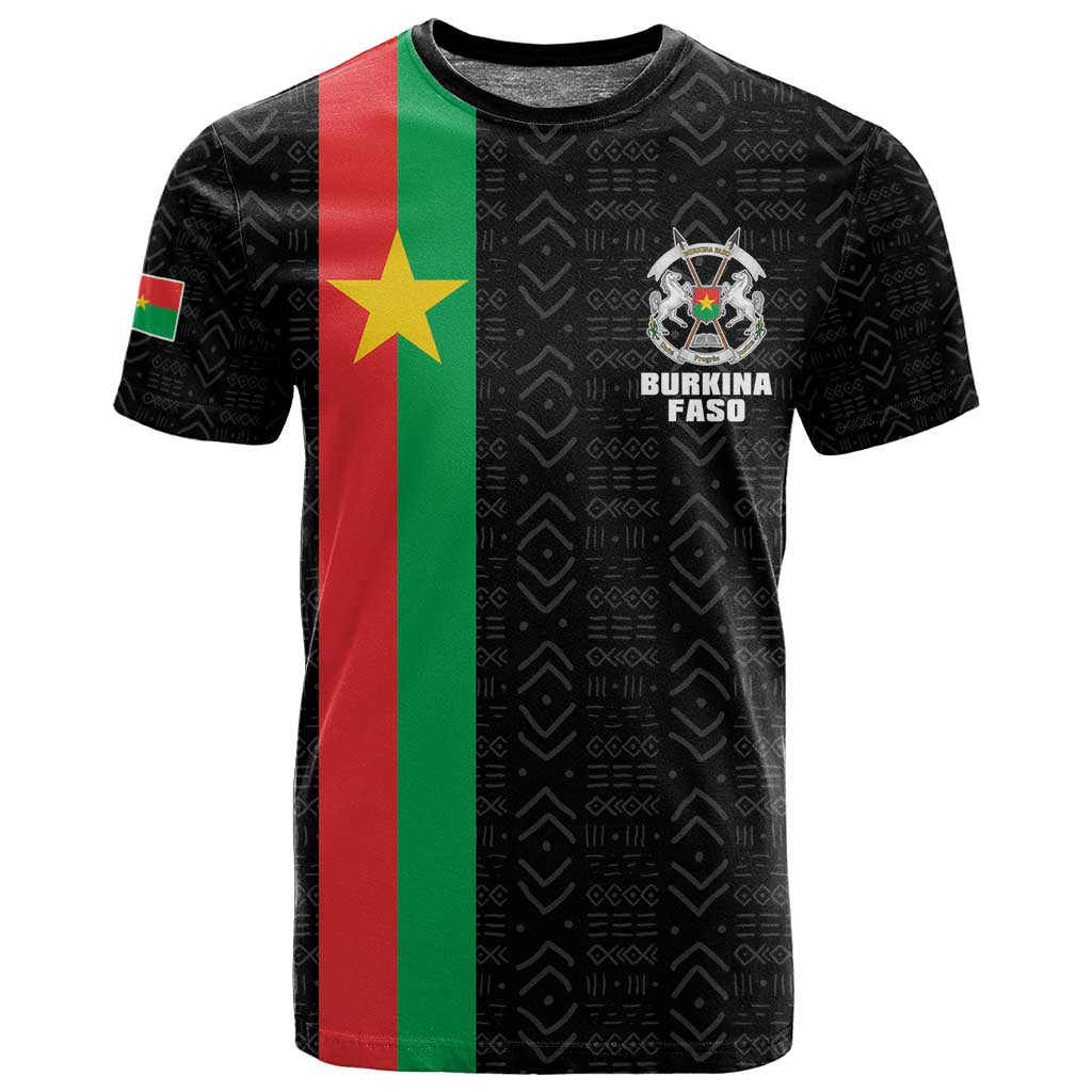 Personalized Burkina Faso T shirt Striped Black - Bogolan Pattern - African Pride