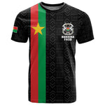 Personalized Burkina Faso T shirt Striped Black - Bogolan Pattern - African Pride