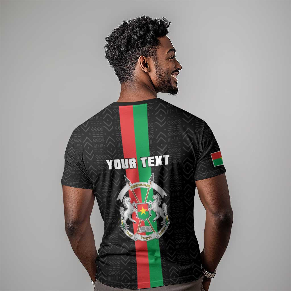 Personalized Burkina Faso T shirt Striped Black - Bogolan Pattern - African Pride
