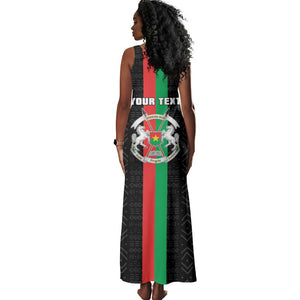 Personalized Burkina Faso Tank Maxi Dress Striped Black - Bogolan Pattern - African Pride
