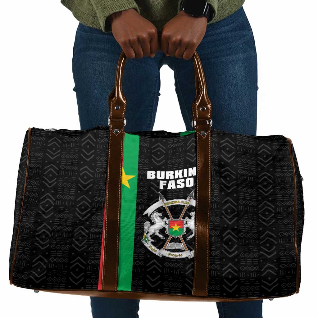 Burkina Faso Striped Travel Bag African Mud Cloth Pattern - Black