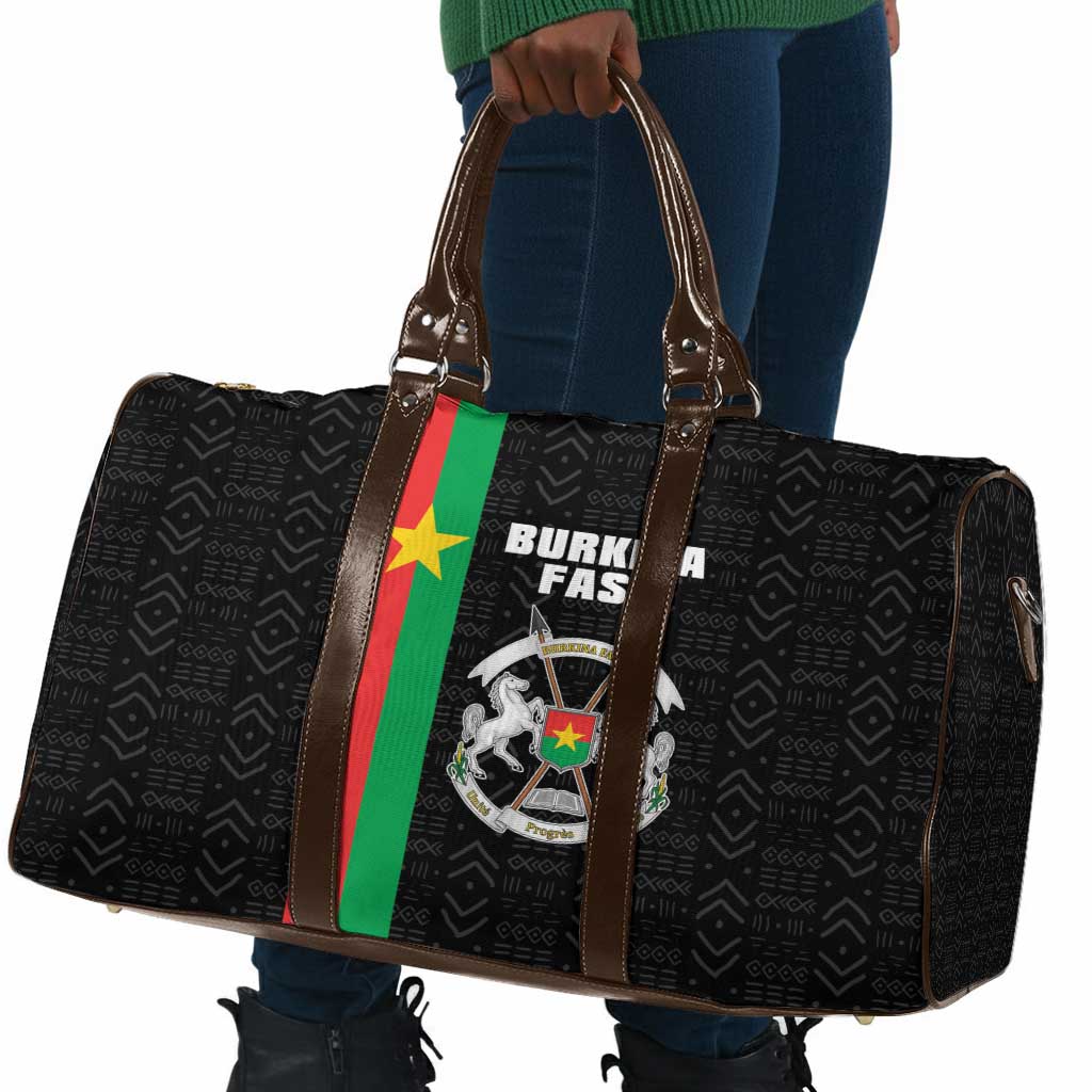 Burkina Faso Striped Travel Bag African Mud Cloth Pattern - Black