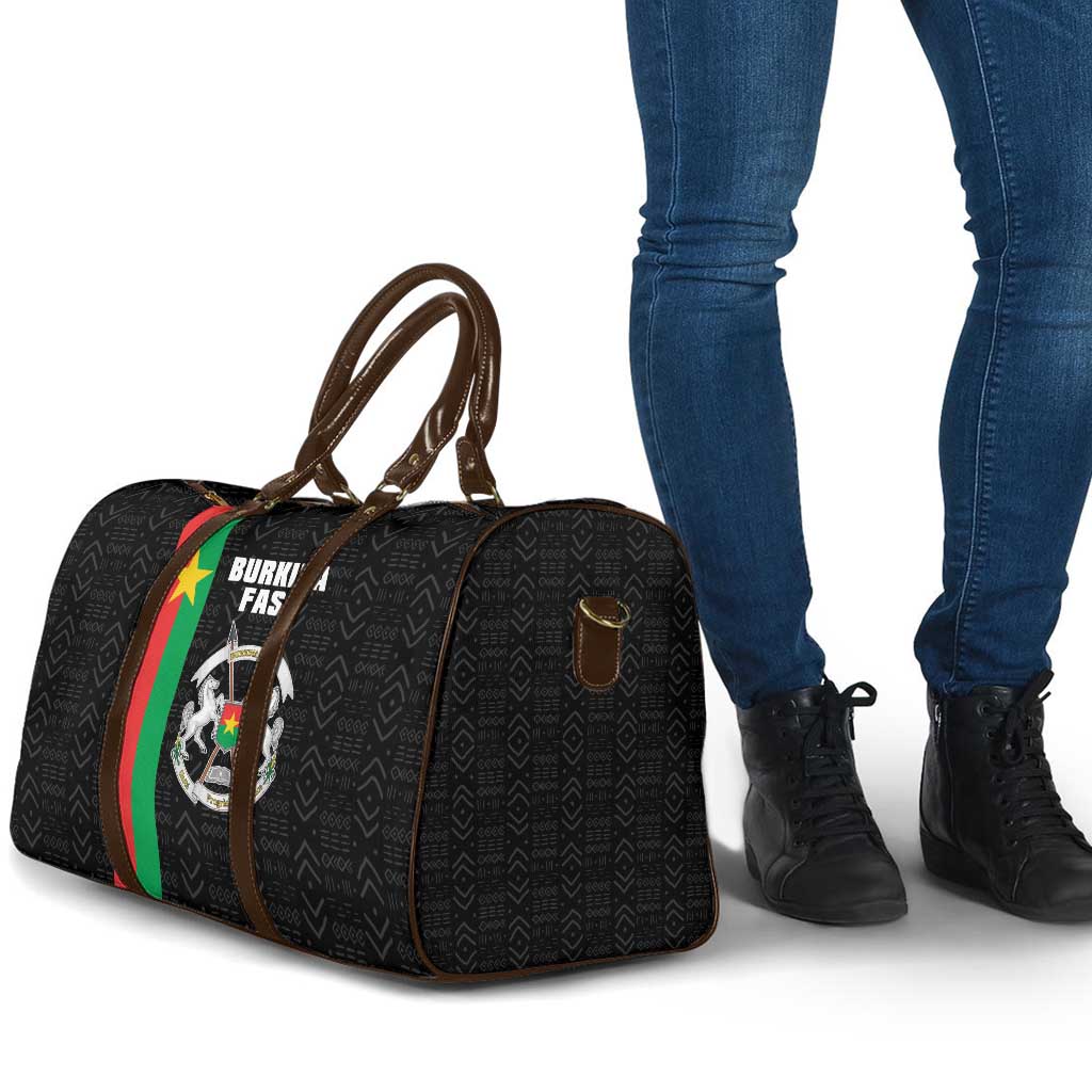 Burkina Faso Striped Travel Bag African Mud Cloth Pattern - Black