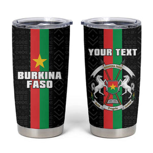 Personalized Burkina Faso Tumbler Cup Striped Black - Bogolan Pattern - African Pride