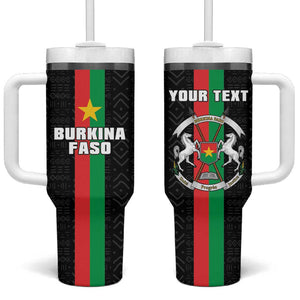Personalized Burkina Faso Tumbler With Handle Striped Black - Bogolan Pattern - African Pride