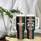 Personalized Burkina Faso Tumbler With Handle Striped Black - Bogolan Pattern - African Pride