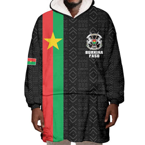 Personalized Burkina Faso Wearable Blanket Hoodie Striped Black - Bogolan Pattern - African Pride