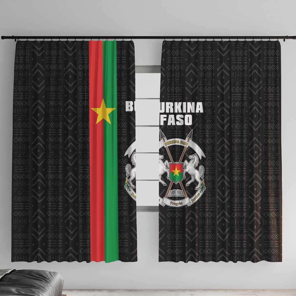 Burkina Faso Window Curtain Striped Black - Bogolan Pattern - African Pride