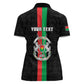 Personalized Burkina Faso Women Polo Shirt Striped Black - Bogolan Pattern - African Pride