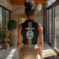 Personalized Burkina Faso Women Sleeveless Polo Shirt Striped Black - Bogolan Pattern - African Pride