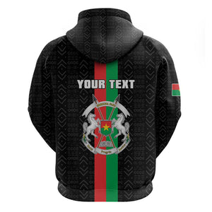 Personalized Burkina Faso Zip Hoodie Striped Black - Bogolan Pattern - African Pride