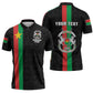 Personalized Burkina Faso Striped Zipper Polo Shirt African Mud Cloth Pattern - Black