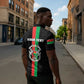 Personalized Burkina Faso Striped Zipper Polo Shirt African Mud Cloth Pattern - Black