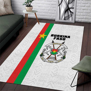 Burkina Faso Area Rug Striped White - Bogolan Pattern - African Pride