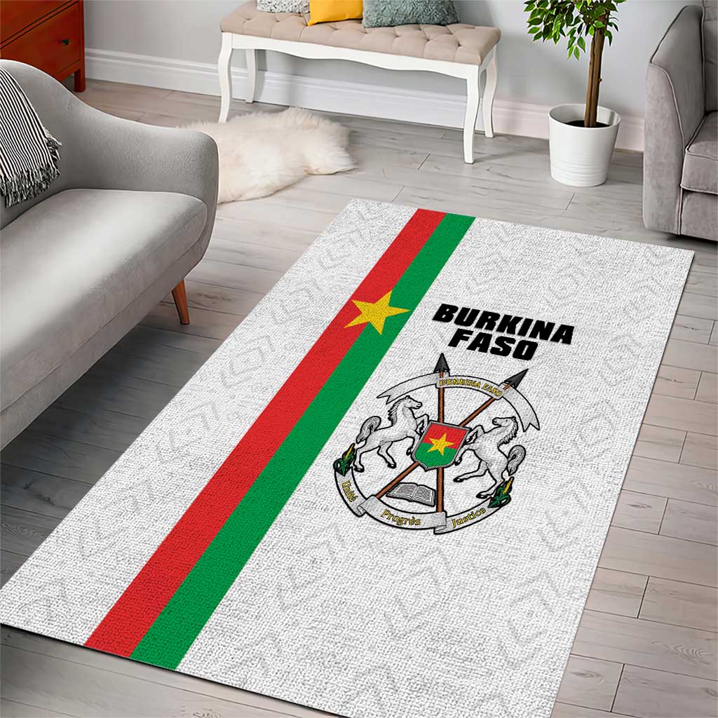 Burkina Faso Area Rug Striped White - Bogolan Pattern - African Pride