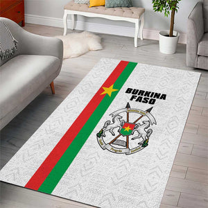 Burkina Faso Area Rug Striped White - Bogolan Pattern - African Pride