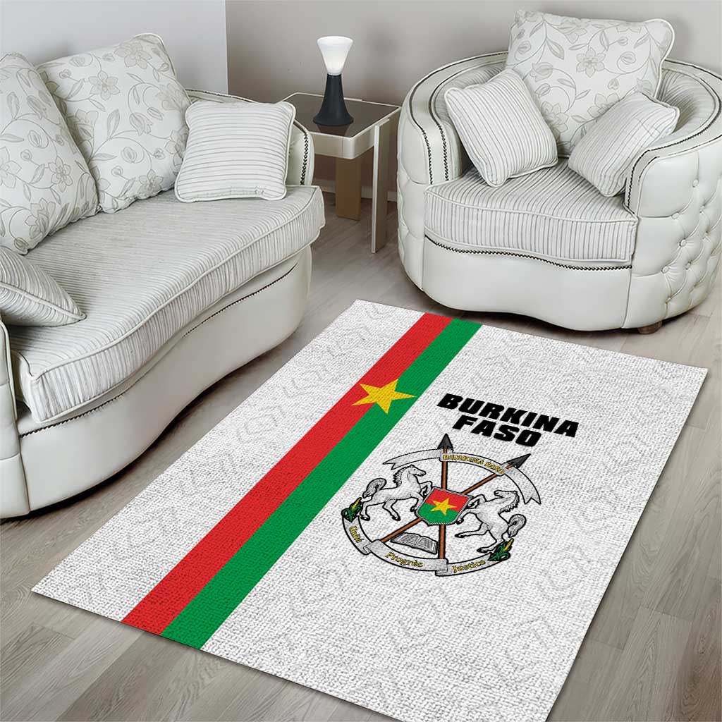 Burkina Faso Area Rug Striped White - Bogolan Pattern - African Pride