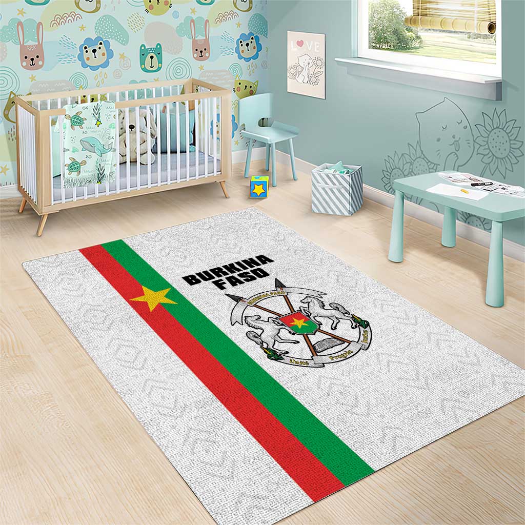 Burkina Faso Area Rug Striped White - Bogolan Pattern - African Pride
