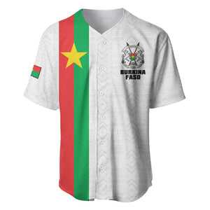 Personalized Burkina Faso Baseball Jersey Striped White - Bogolan Pattern - African Pride