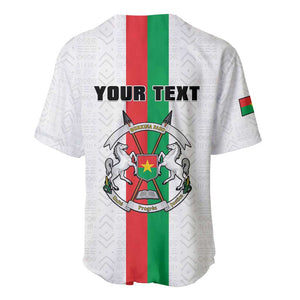 Personalized Burkina Faso Baseball Jersey Striped White - Bogolan Pattern - African Pride