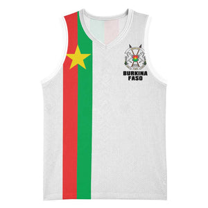 Personalized Burkina Faso Basketball Jersey Striped White - Bogolan Pattern - African Pride