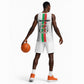 Personalized Burkina Faso Basketball Jersey Striped White - Bogolan Pattern - African Pride