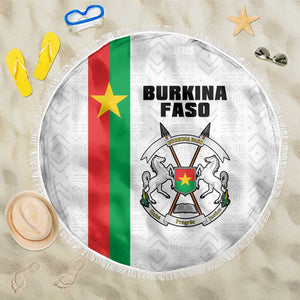 Burkina Faso Beach Blanket Striped White - Bogolan Pattern - African Pride