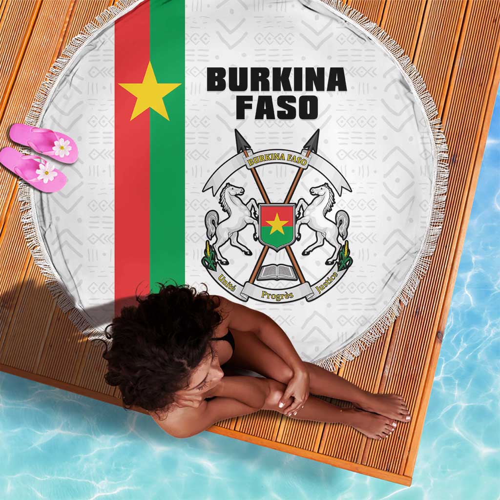 Burkina Faso Beach Blanket Striped White - Bogolan Pattern - African Pride