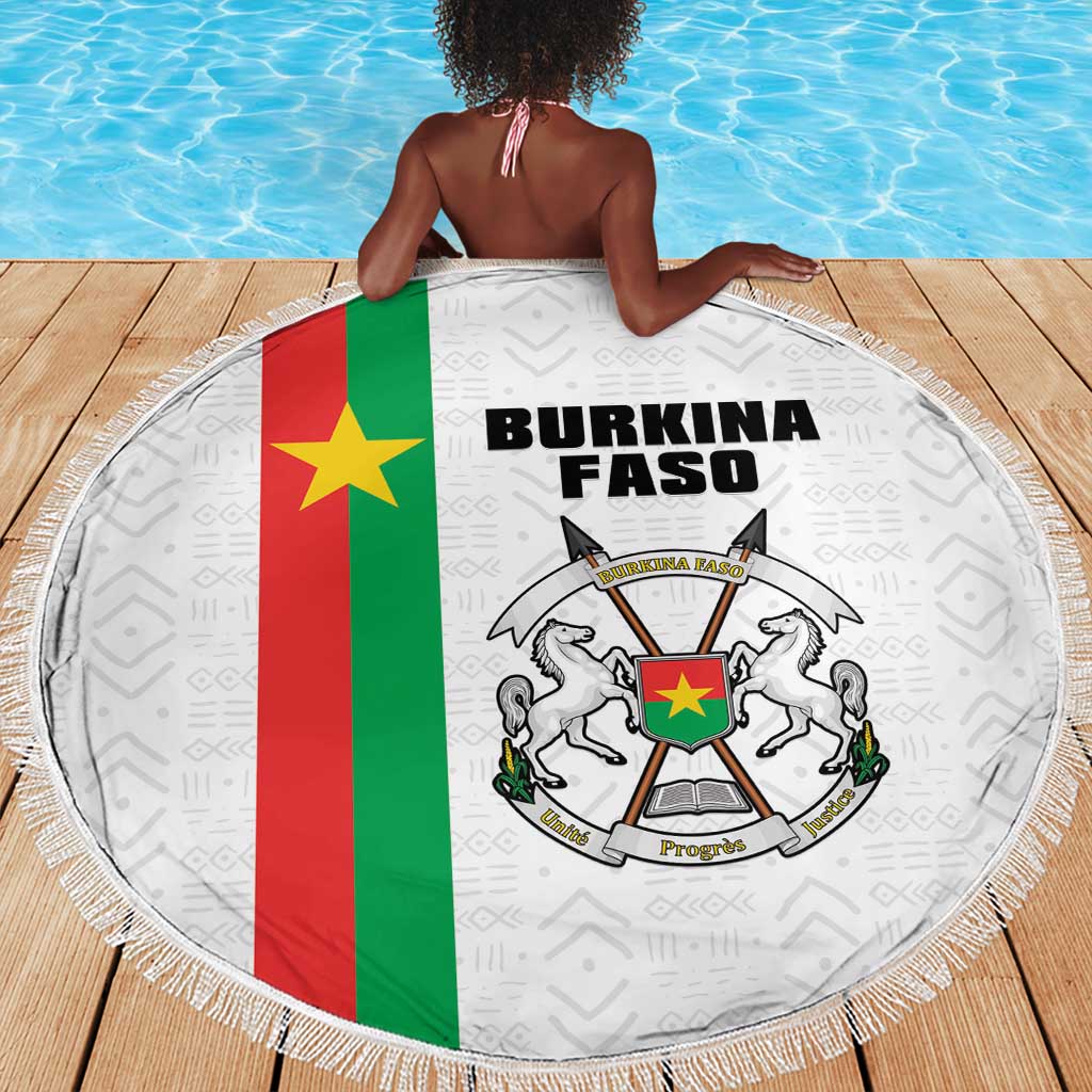Burkina Faso Beach Blanket Striped White - Bogolan Pattern - African Pride