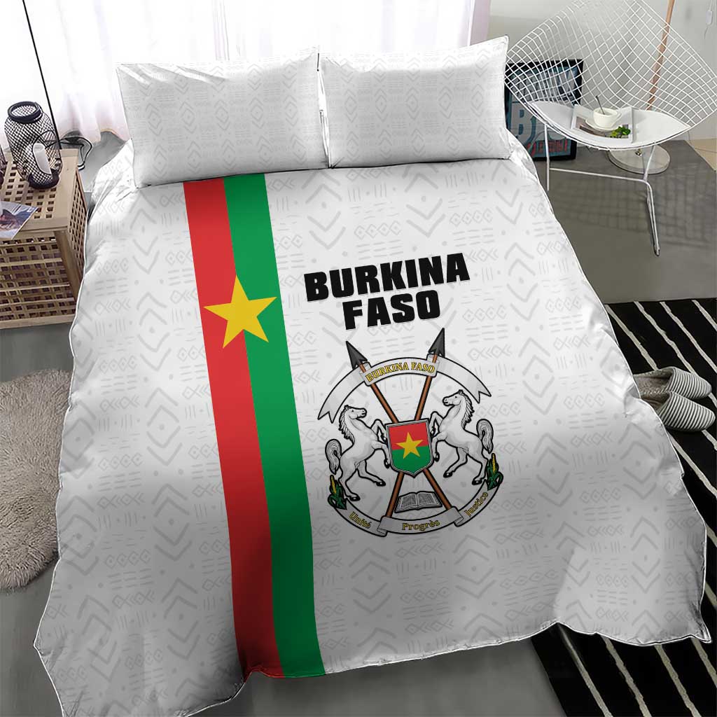 Burkina Faso Bedding Set Striped White - Bogolan Pattern - African Pride