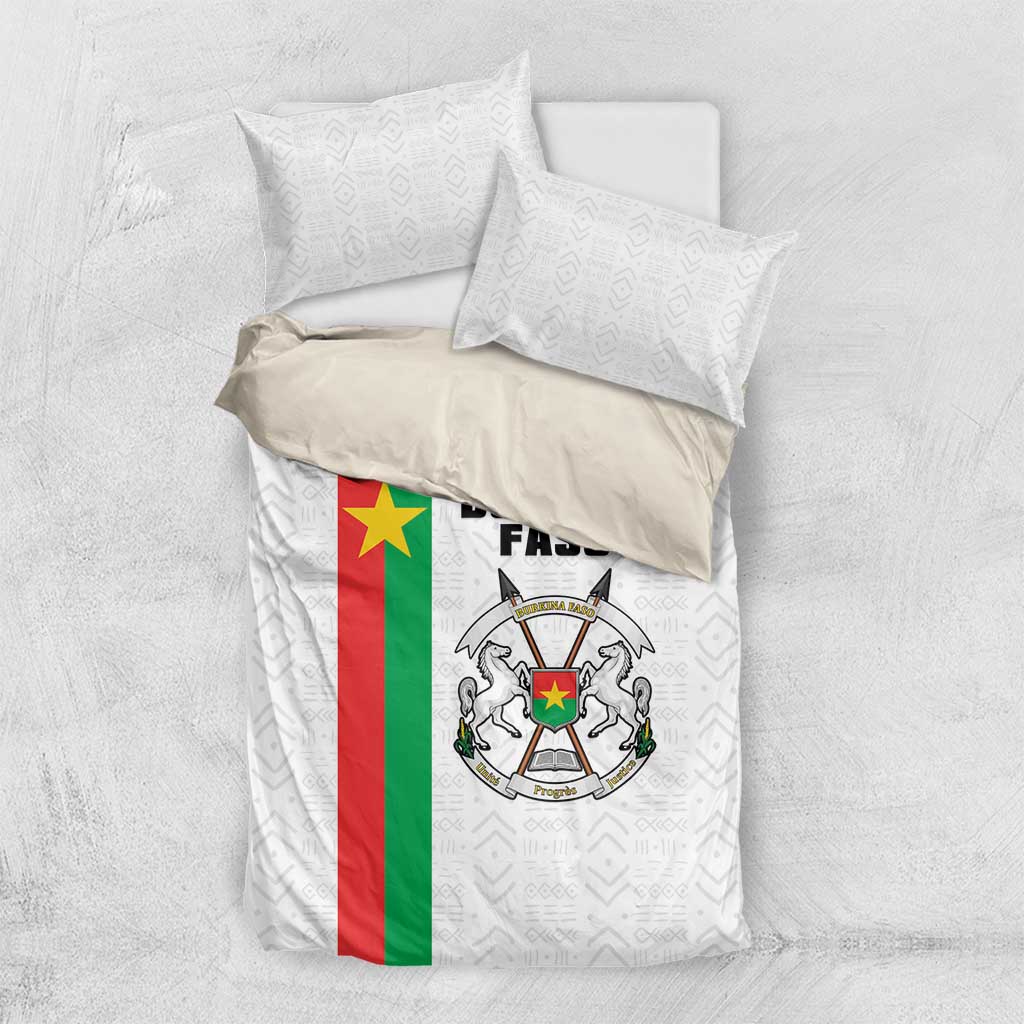 Burkina Faso Bedding Set Striped White - Bogolan Pattern - African Pride