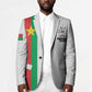 Personalized Burkina Faso Striped Blazer African Mud Cloth Pattern - White