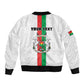 Personalized Burkina Faso Bomber Jacket Striped White - Bogolan Pattern - African Pride