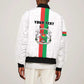 Personalized Burkina Faso Bomber Jacket Striped White - Bogolan Pattern - African Pride
