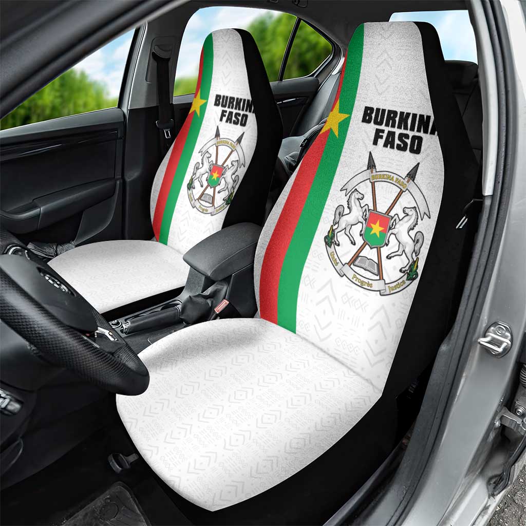 Burkina Faso Car Seat Cover Striped White - Bogolan Pattern - African Pride