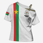 Personalized Burkina Faso Striped Cross Shoulder Shirt African Mud Cloth Pattern - White