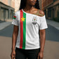 Personalized Burkina Faso Striped Cross Shoulder Shirt African Mud Cloth Pattern - White