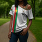 Personalized Burkina Faso Striped Cross Shoulder Shirt African Mud Cloth Pattern - White