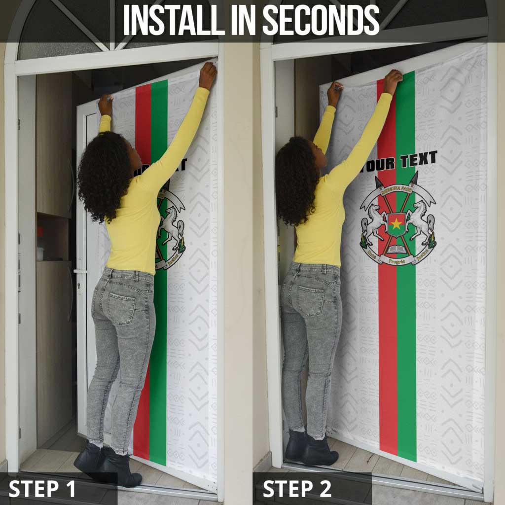 Personalized Burkina Faso Striped Door Cover African Mud Cloth Pattern - White