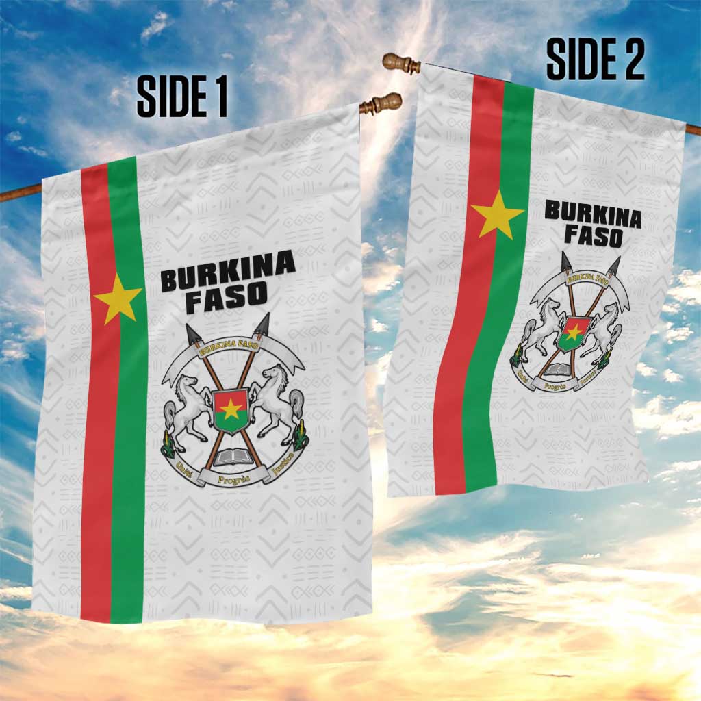 Burkina Faso Garden Flag Striped White - Bogolan Pattern - African Pride