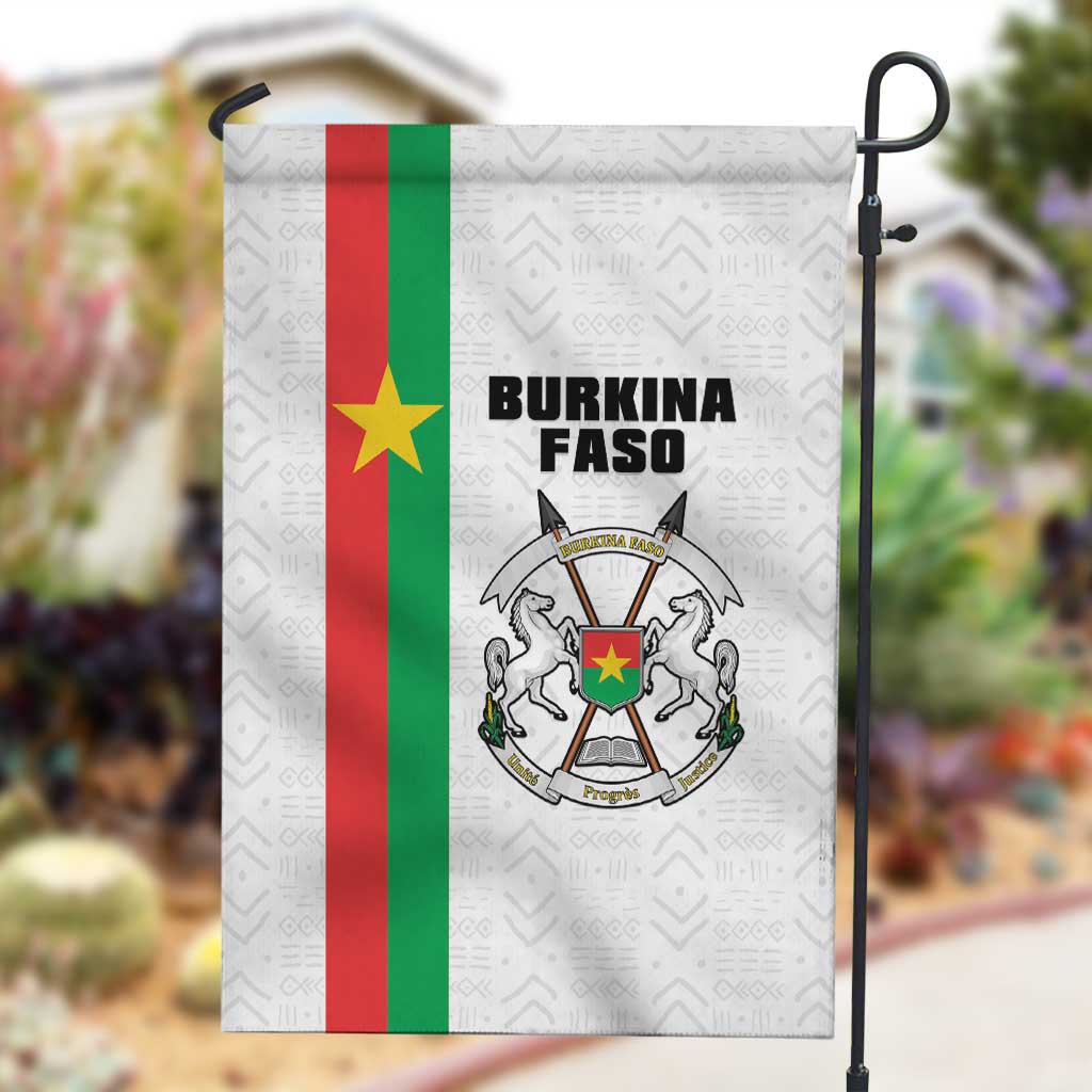 Burkina Faso Garden Flag Striped White - Bogolan Pattern - African Pride