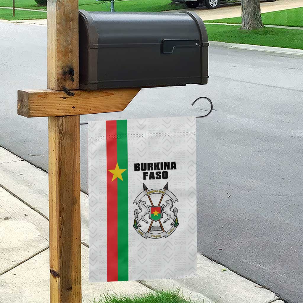 Burkina Faso Garden Flag Striped White - Bogolan Pattern - African Pride